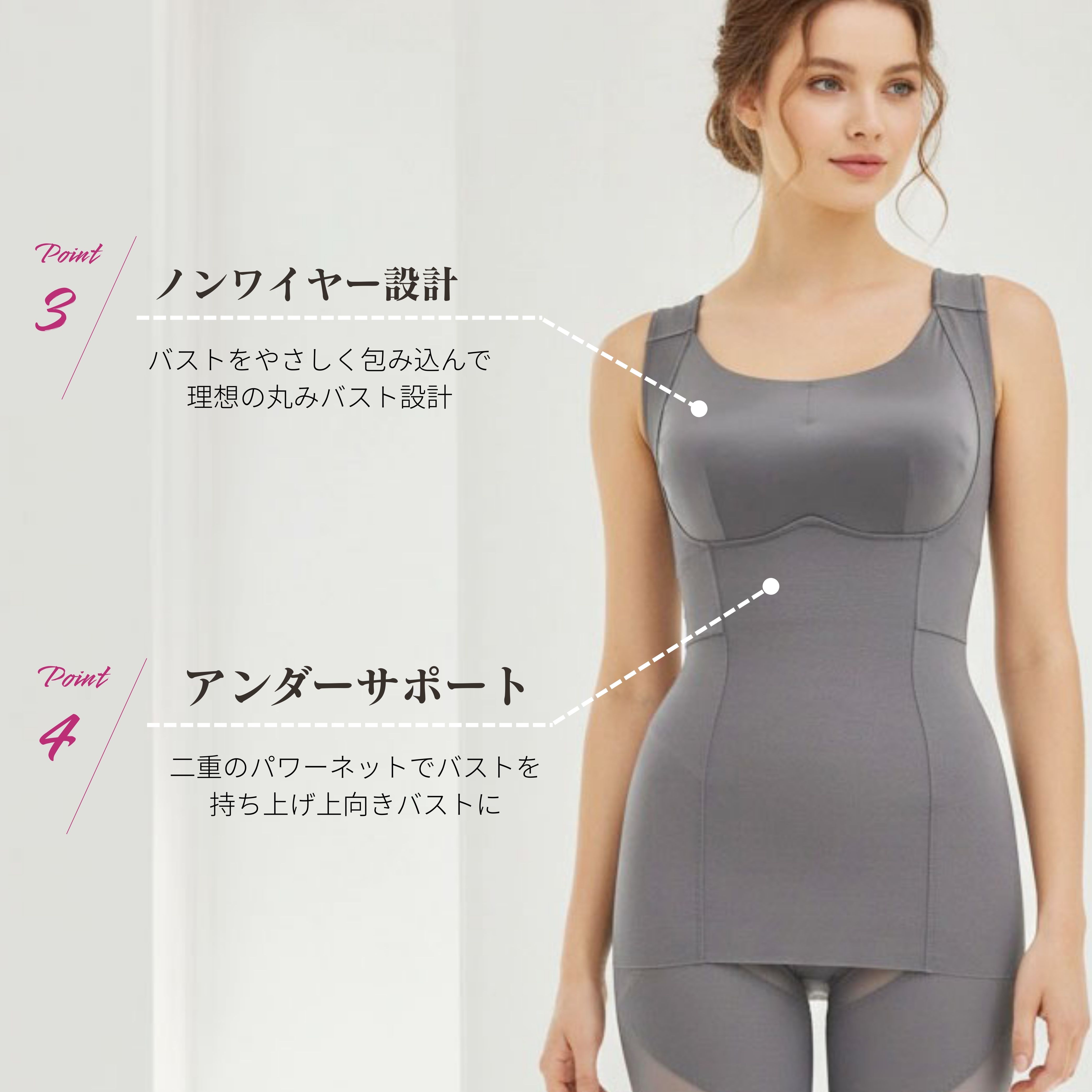 ノンワイヤー設計とアンダーサポートの二重構造