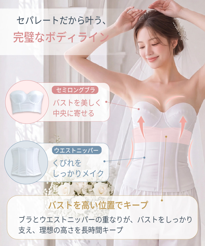 ブライダルインナーのセミロングブラ4点セット|タムラのやさしい補正