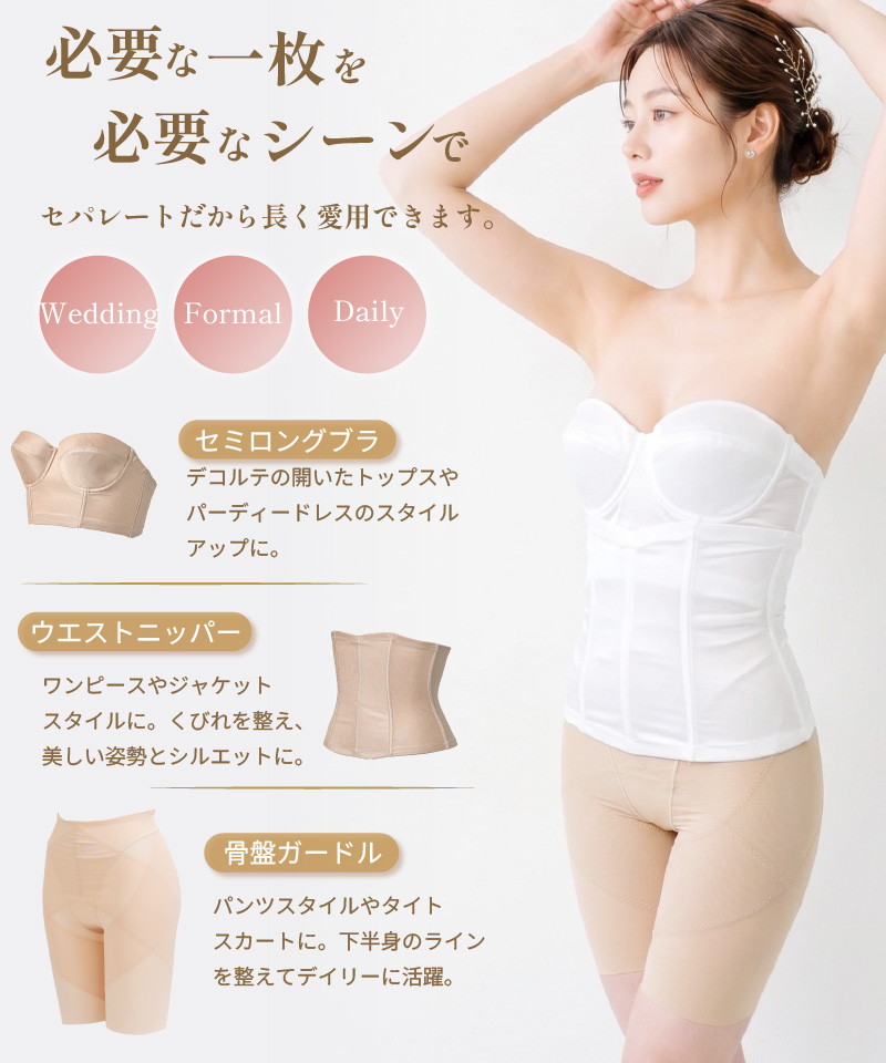 ブライダルインナー セミロングブラ ウエストニッパー 骨盤ガードル シーン別の使い方