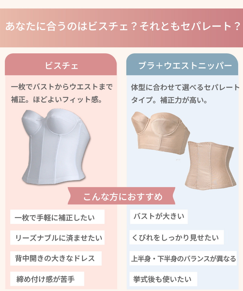 あなたに合うのはビスチェ？それともセパレート？ビスチェとブラ＋ウエストニッパーの比較
