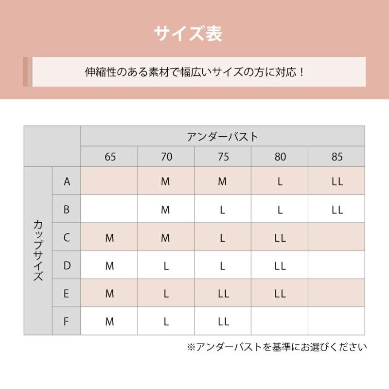 和装ブラ　しとや華凛　サイズ表