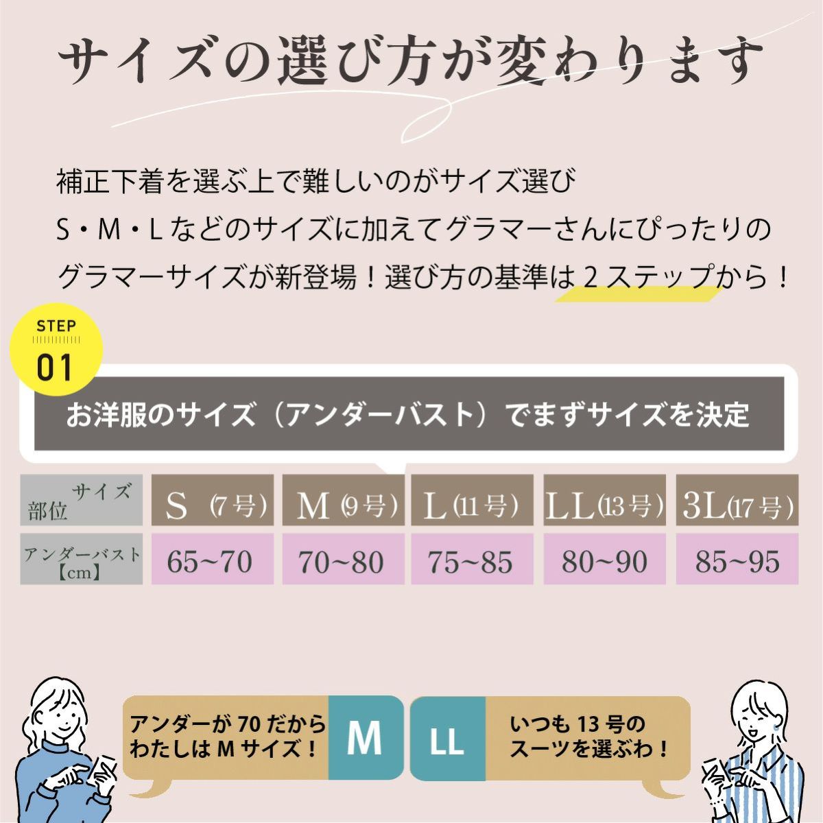 補正下着　サイズ選び方