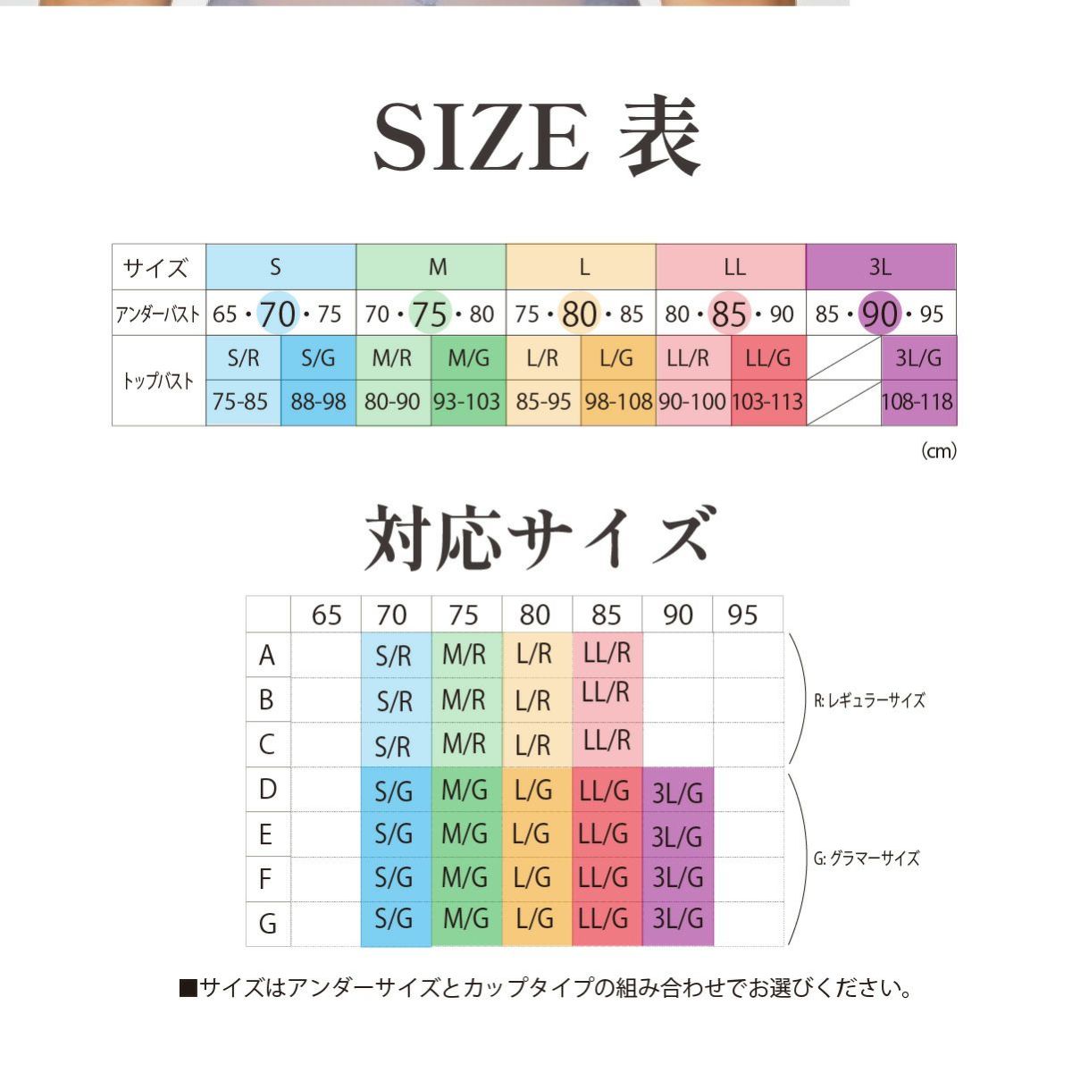 YTA25　適応サイズ表