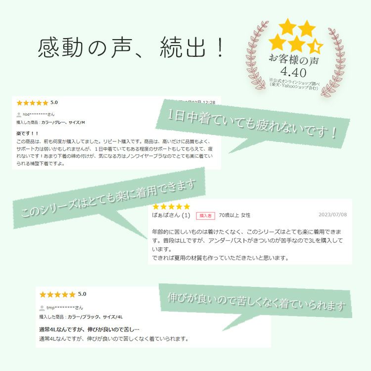 YTP60 モアライトシリーズボディシェイパー同色2枚組　お客様のお声