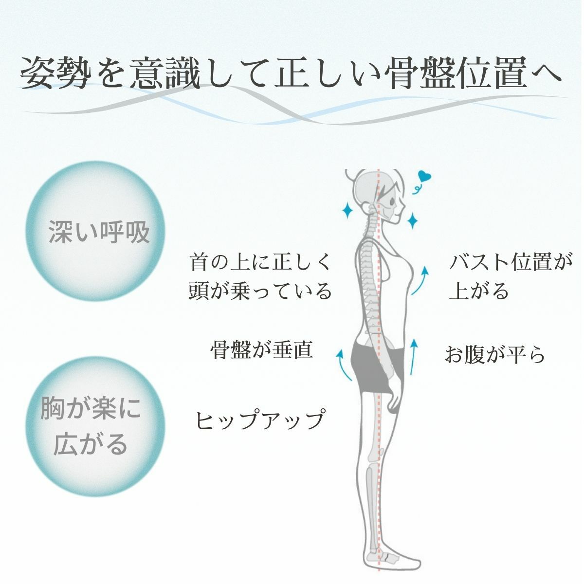 骨盤が正しい位置に整った姿勢イメージ